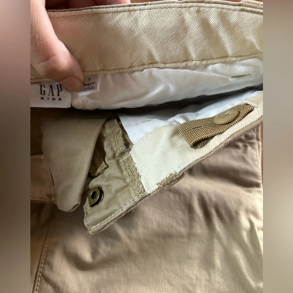 GAP Khaki Pants Boys Size 7 Regular Adjustable Waist Neutral Beige
